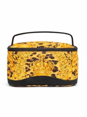 Gianni Versace Vintage Leopard Boroque Gold and Black PVC/ Leather Vanity Case